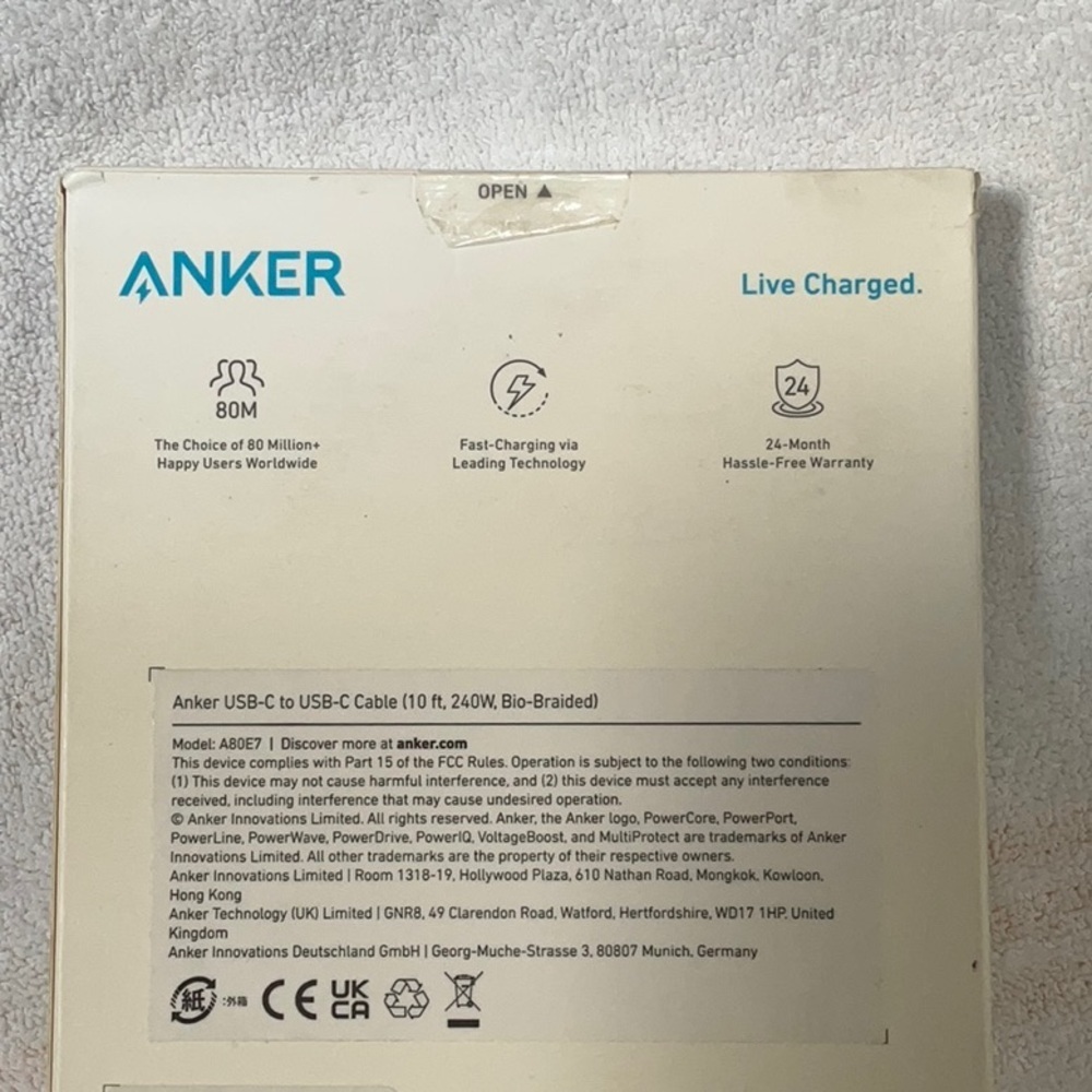 NEW ANKER USB-C to USB-C Cable - White